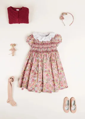 The Florence Floral Hand Smocked Dress Girl Look