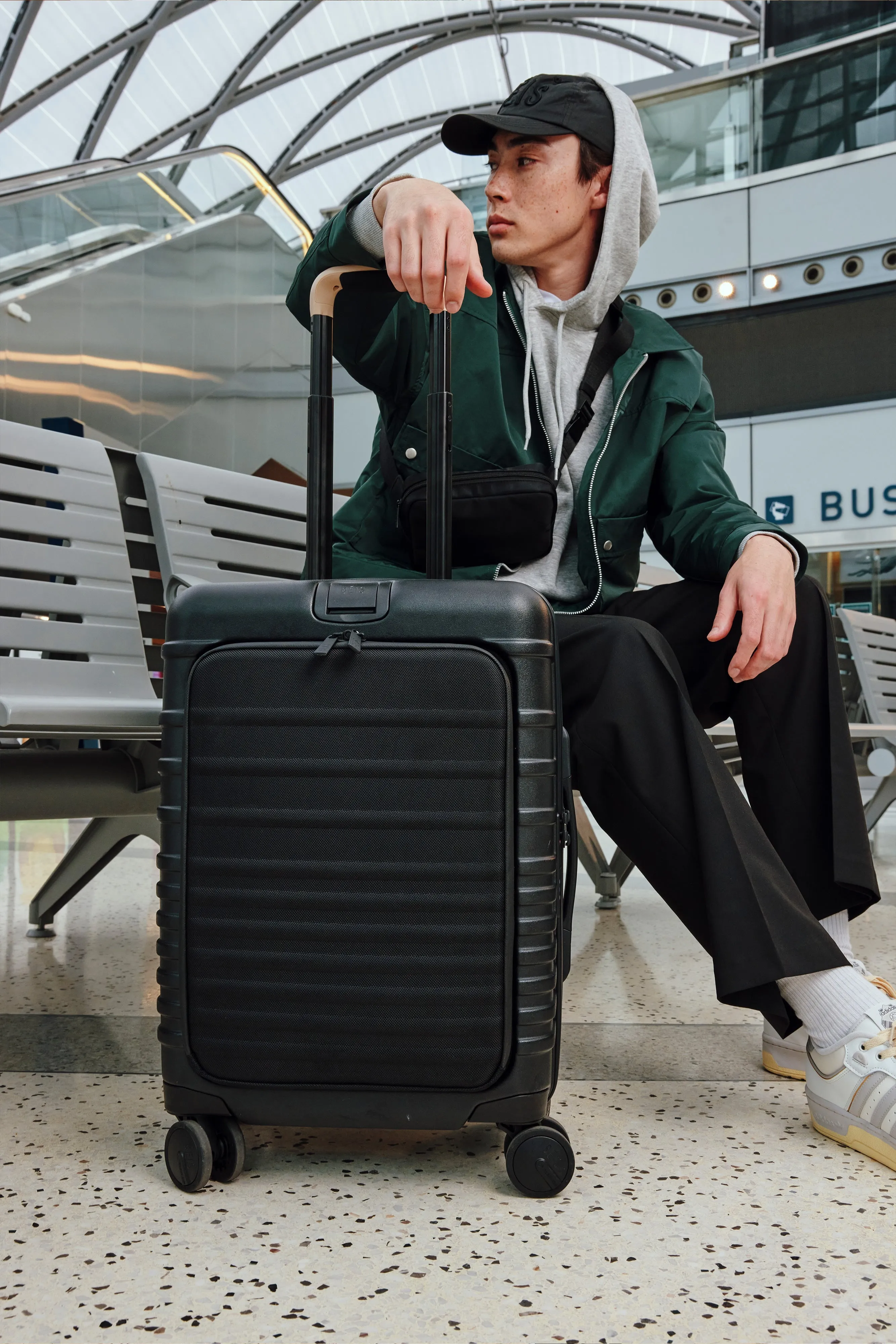 The Front Pocket Carry-On Roller in Black