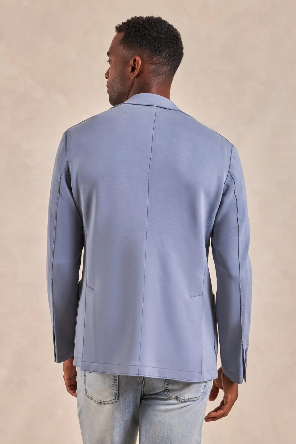 The Luca - Double Knit Soft Jacket - Mist Blue