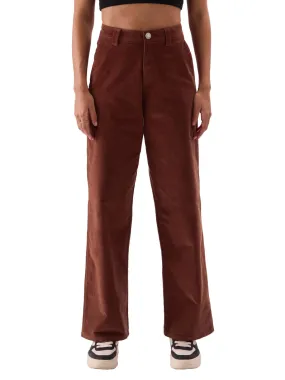 The Souled Store Solids: Maroon Red Corduroy Women and Girls Straight Fit Pants