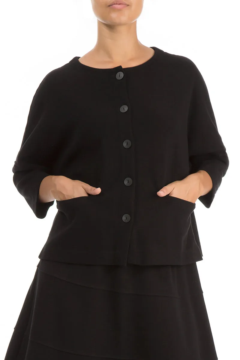 Trapeze Black Cotton Jersey Jacket