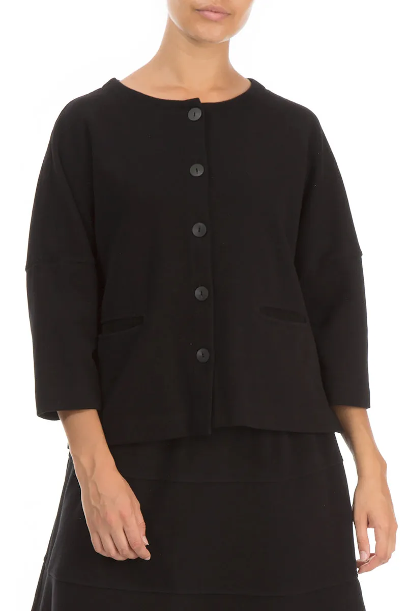 Trapeze Black Cotton Jersey Jacket