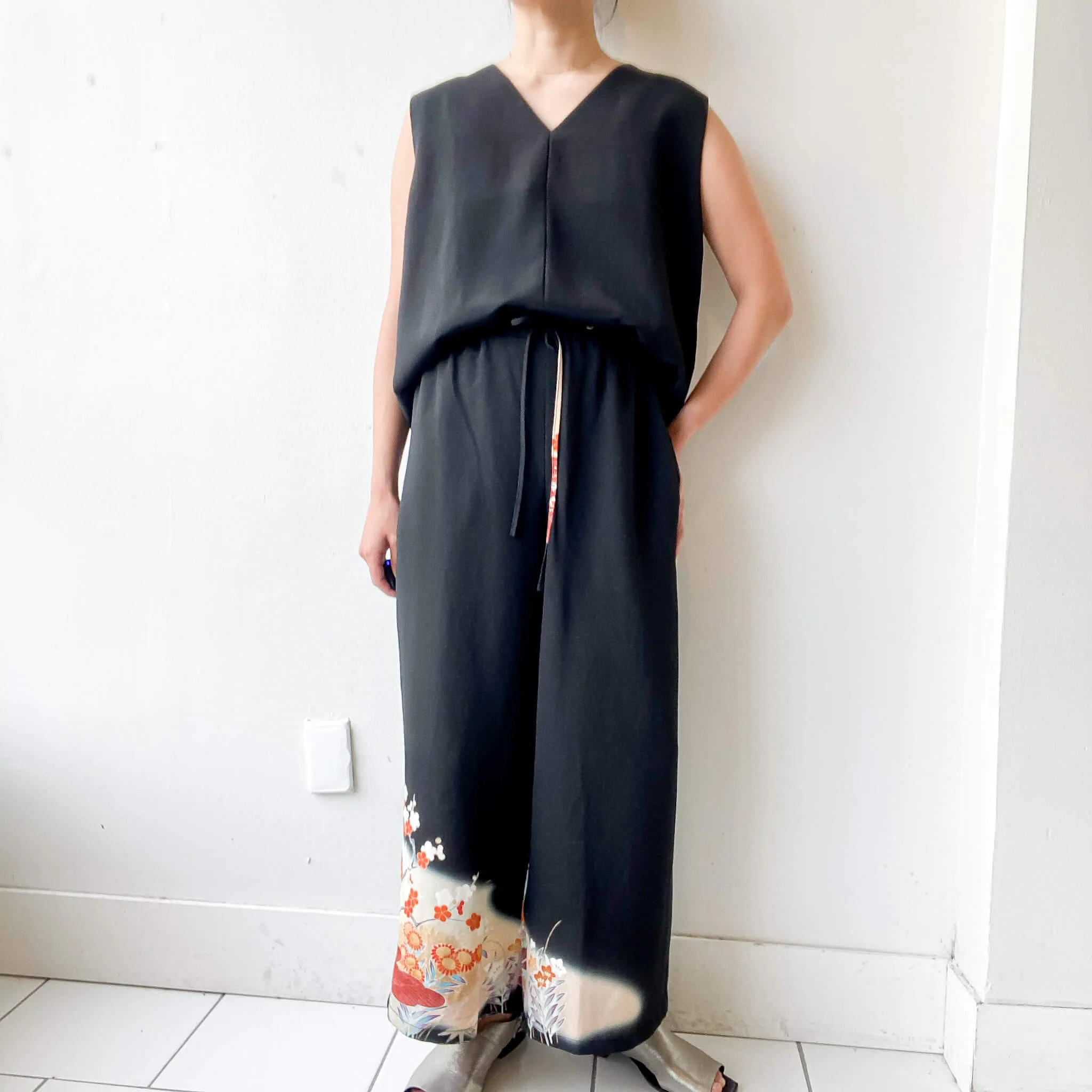 Tsumugi | Vintage Silk Kimono Two Piece | TP2 - Black