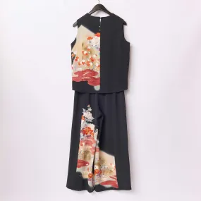 Tsumugi | Vintage Silk Kimono Two Piece | TP2 - Black