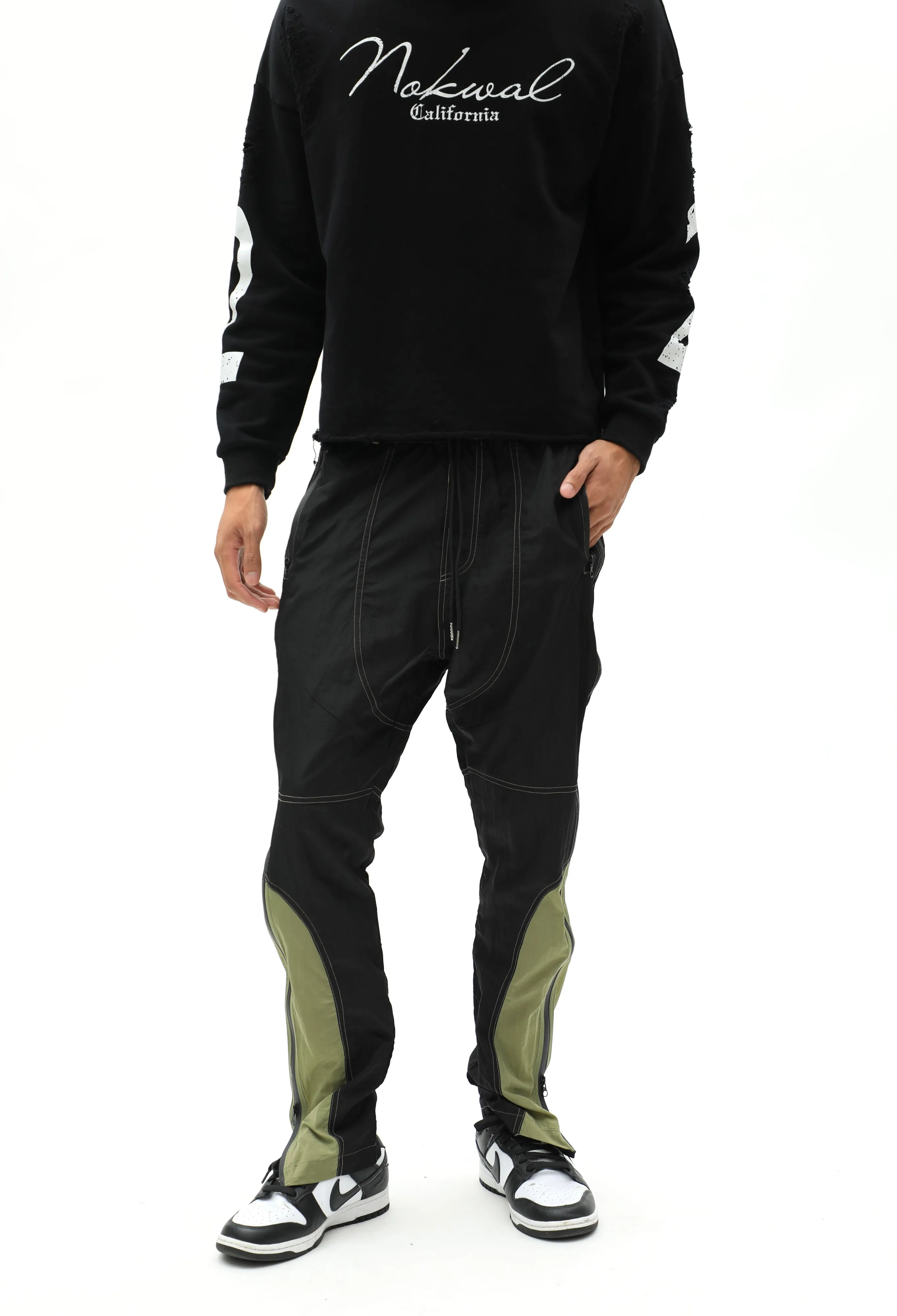 Two Tone Parachute Skinny Track Pants