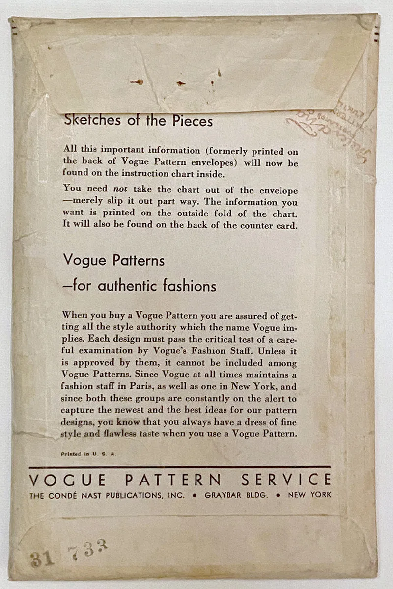 Uncut Rare 1930s Vogue 6400 Vintage Cape & Dress Sewing Pattern