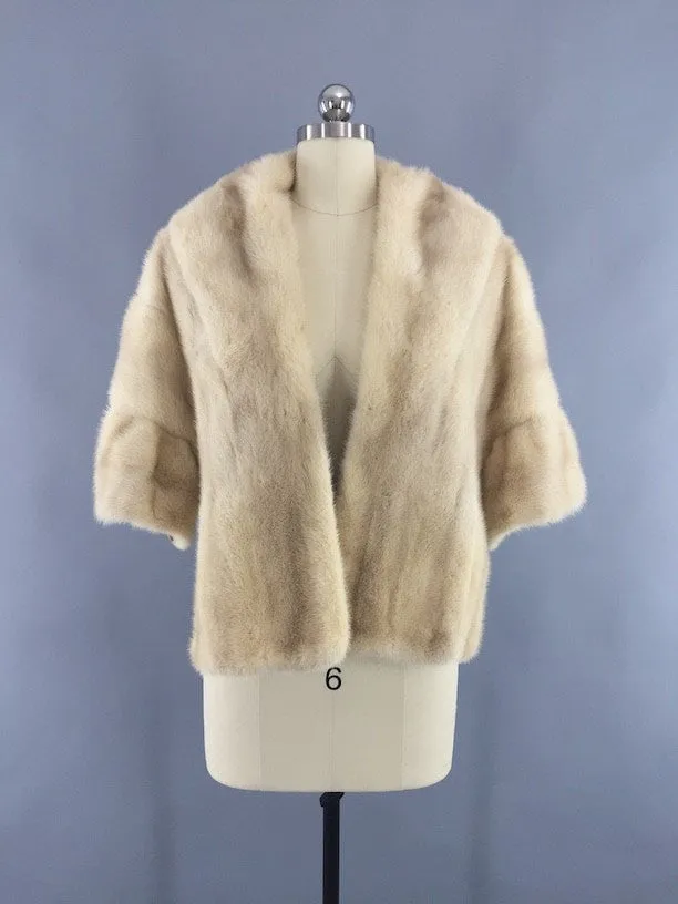 Vintage 1940s Mink Stole / Blonde Mink