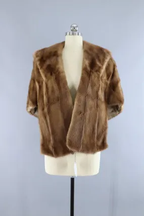 Vintage 1940s to 1950s Vandervoort's Brown Fur Stole Cape