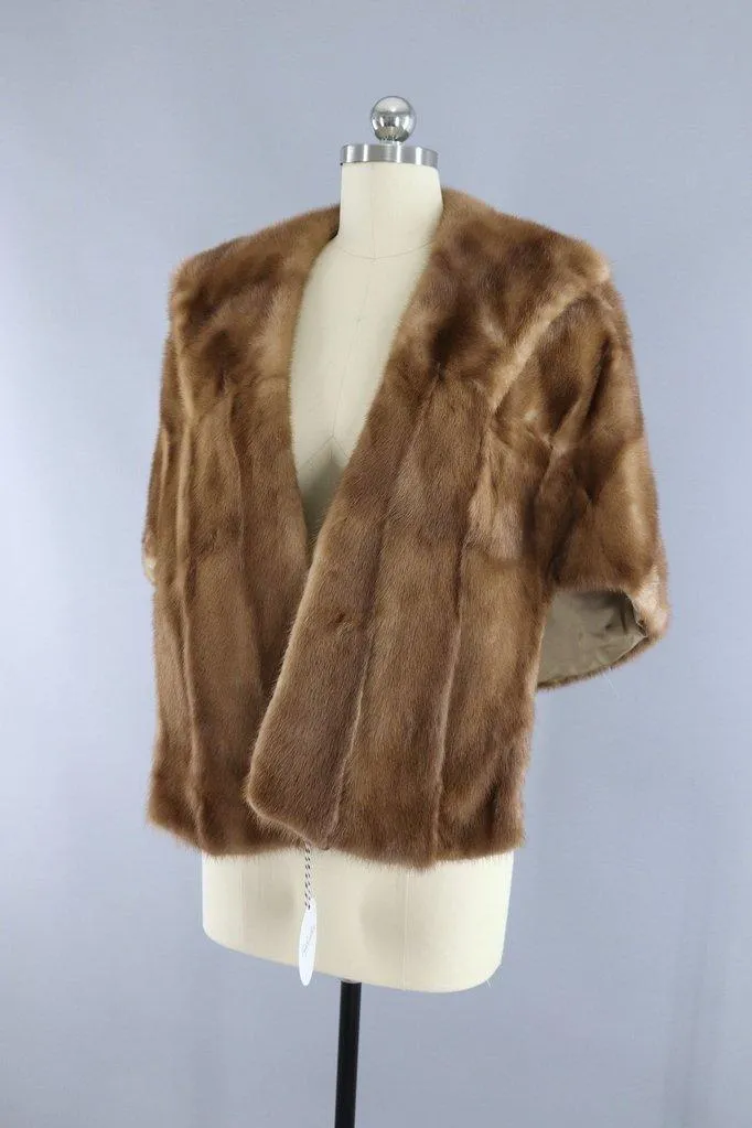 Vintage 1940s to 1950s Vandervoort's Brown Fur Stole Cape