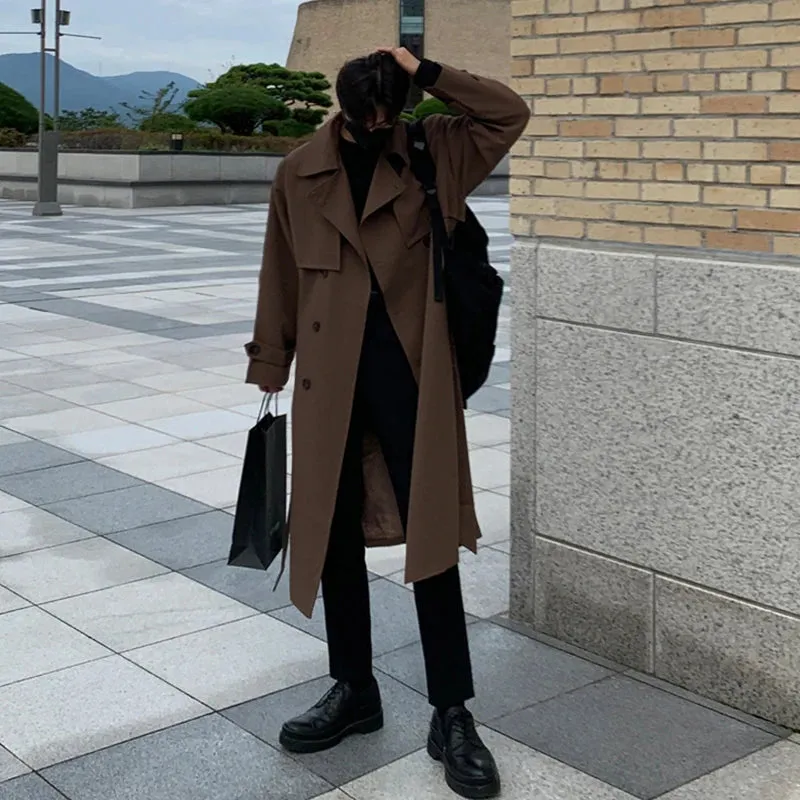 Wiaofellas  -  Trench coat Brand New Spring Trench Korean Men's Fashion Overcoat Male Long Windbreaker Streetwear Men Coat Outer Wear Clothing