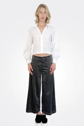 Wide Leg Corduroy Trousers - Grey