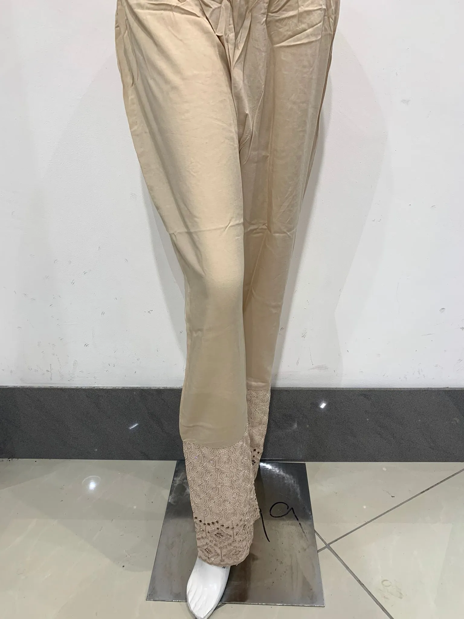 Women's Beige Cotton Trouser