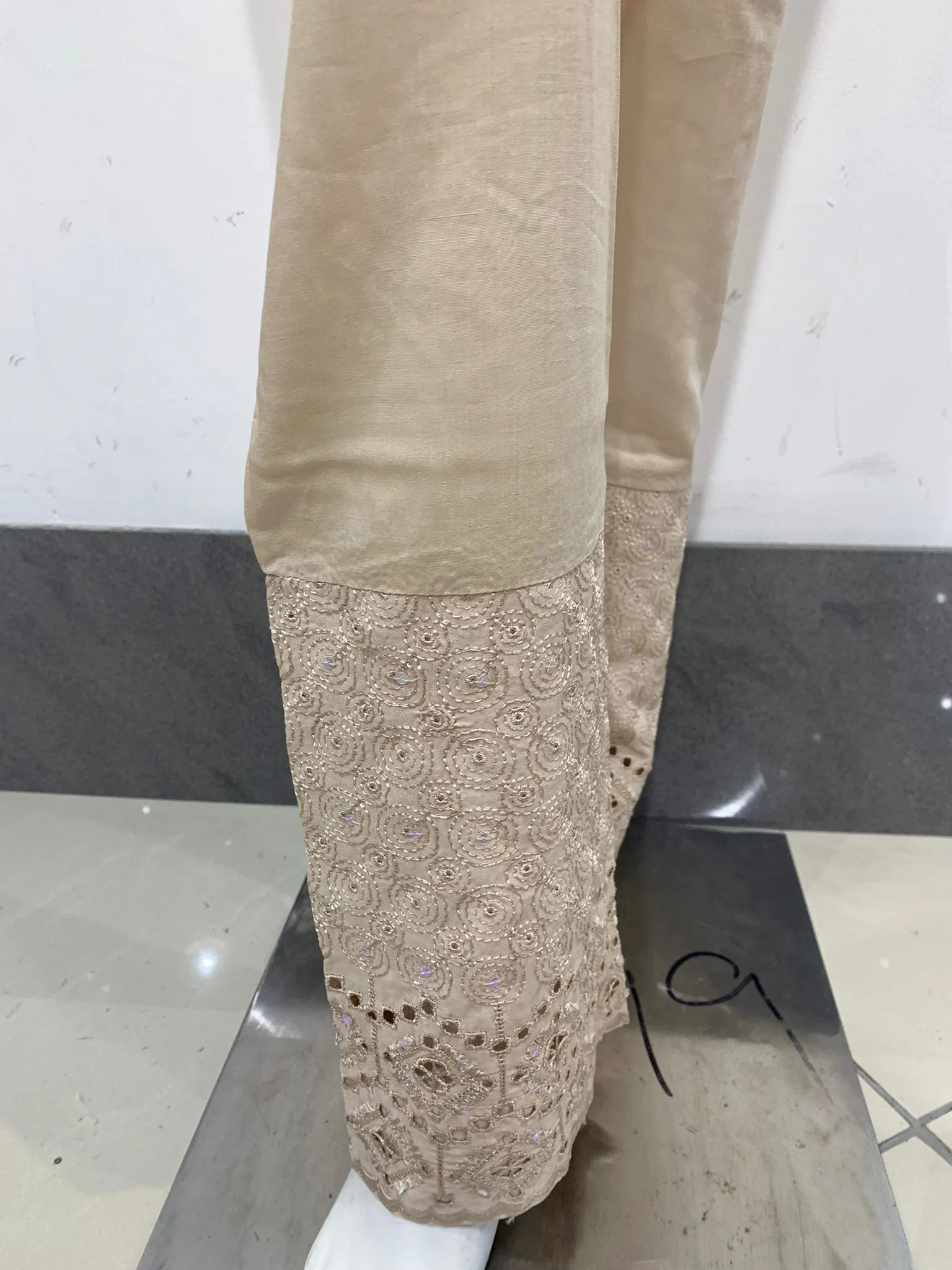 Women's Beige Cotton Trouser