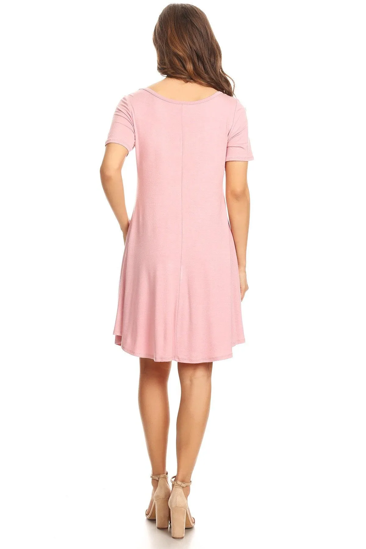 Women's Casual V-Neck Short Sleeves Solid Casual Dress