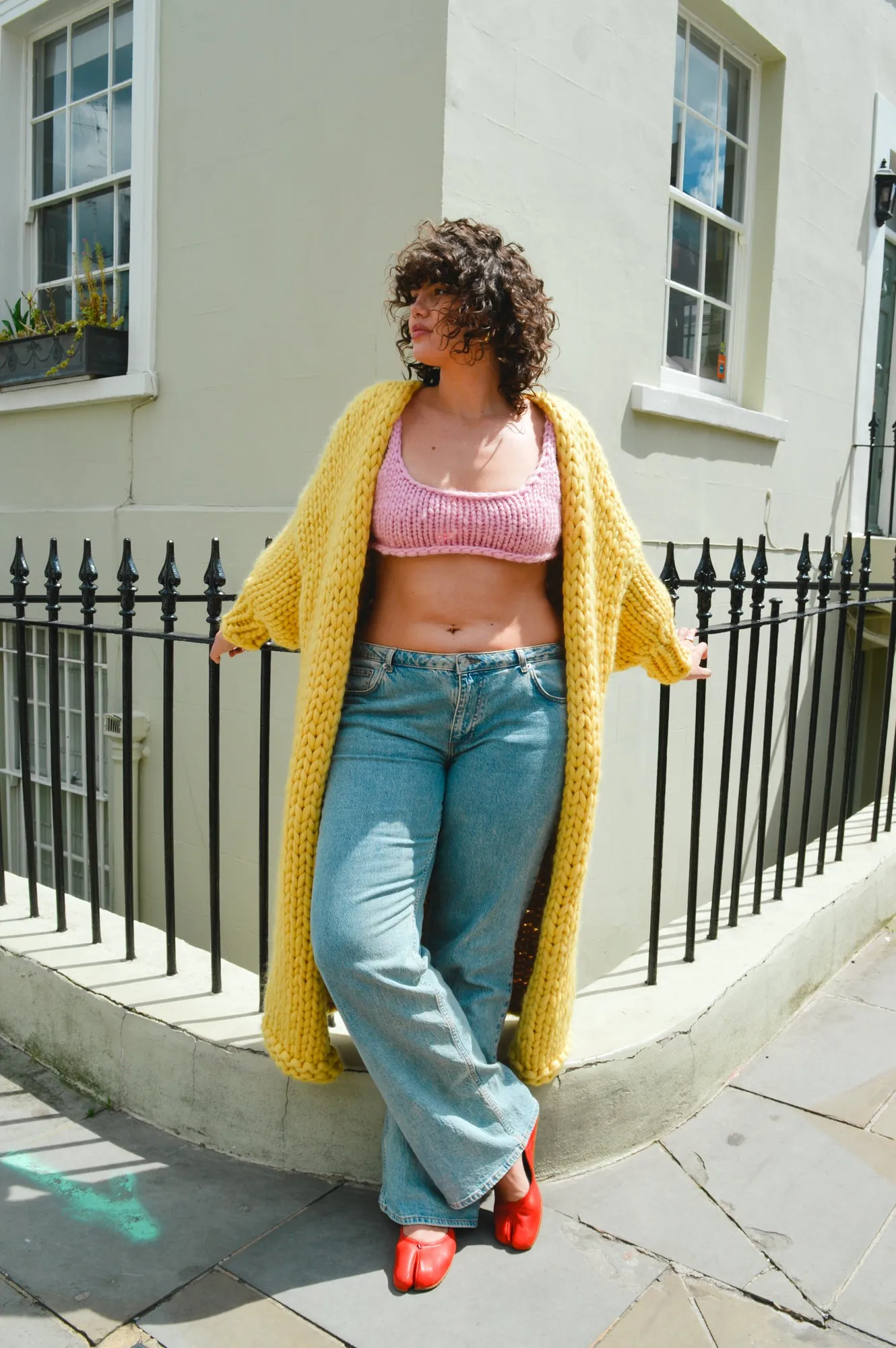 Yellow Chunky Knit Maxi Cardigan