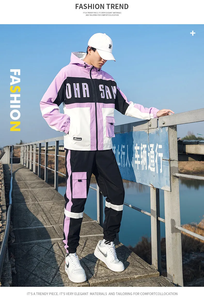 Youth Hip Hop Two-piece Student Hooded Fashion Long Sleeve Sweatshirt Jacket