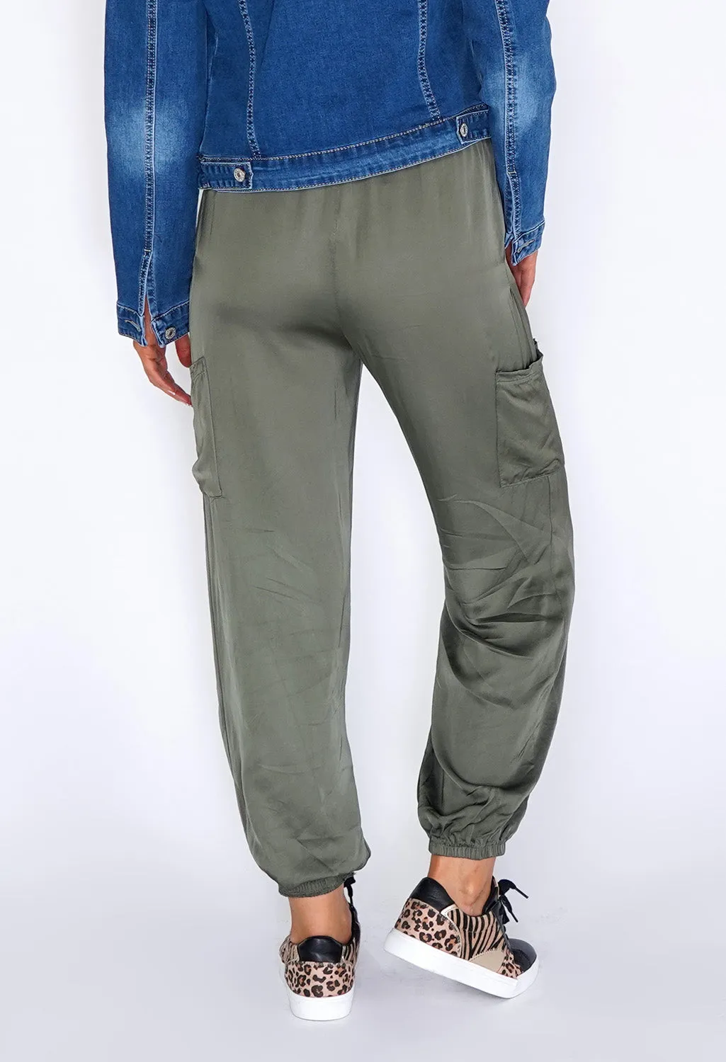 Zapara Green Silk Genie Joggers