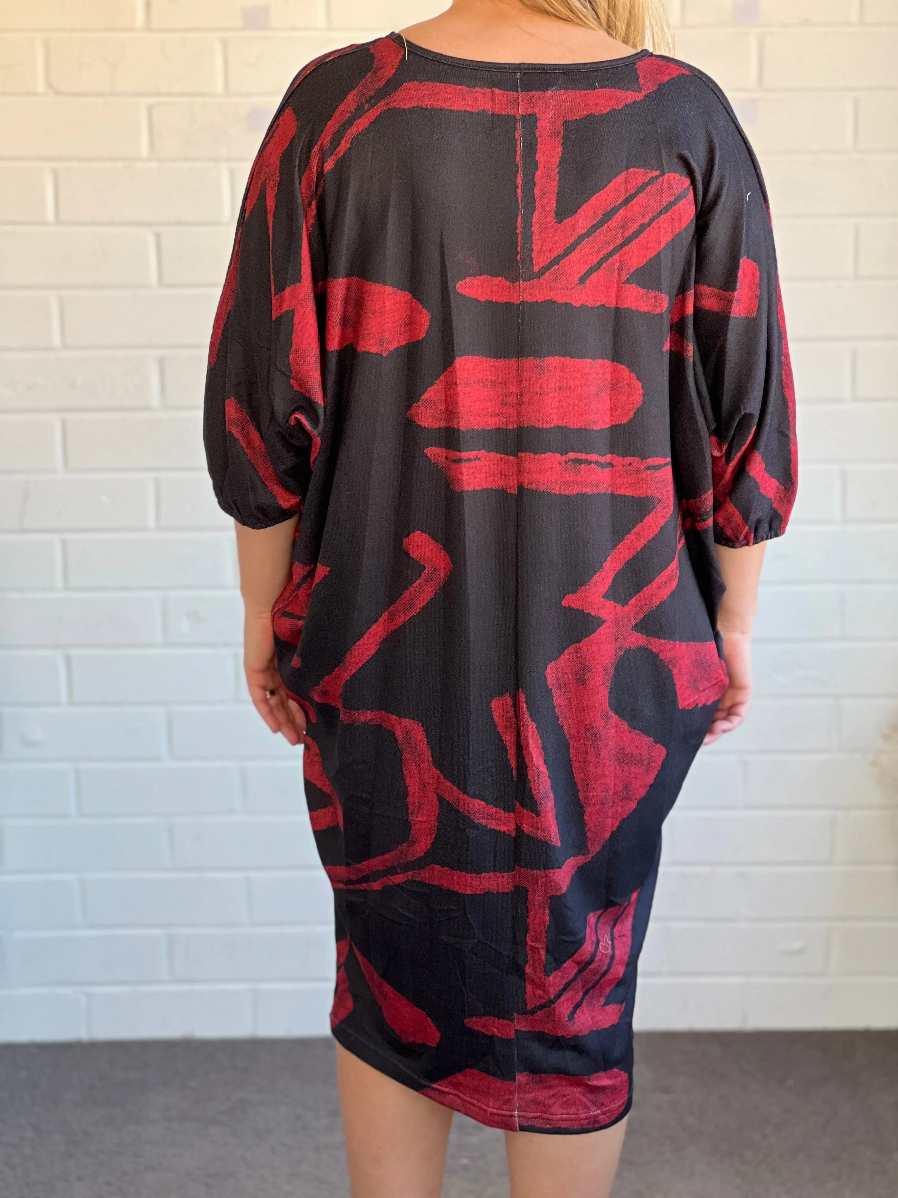 Zaria Red Abstract Knit Dress